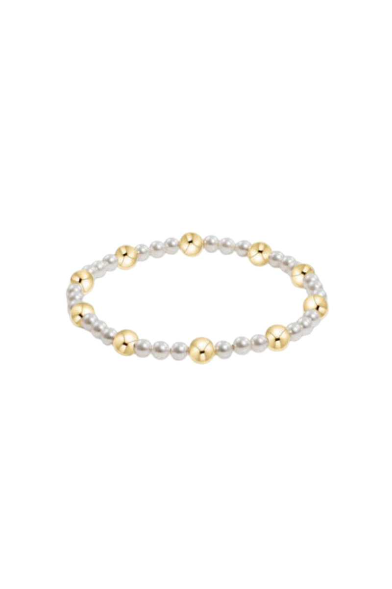 Pearl Sincerity Pattern 4mm Bead Bracelet - 6mm Gold