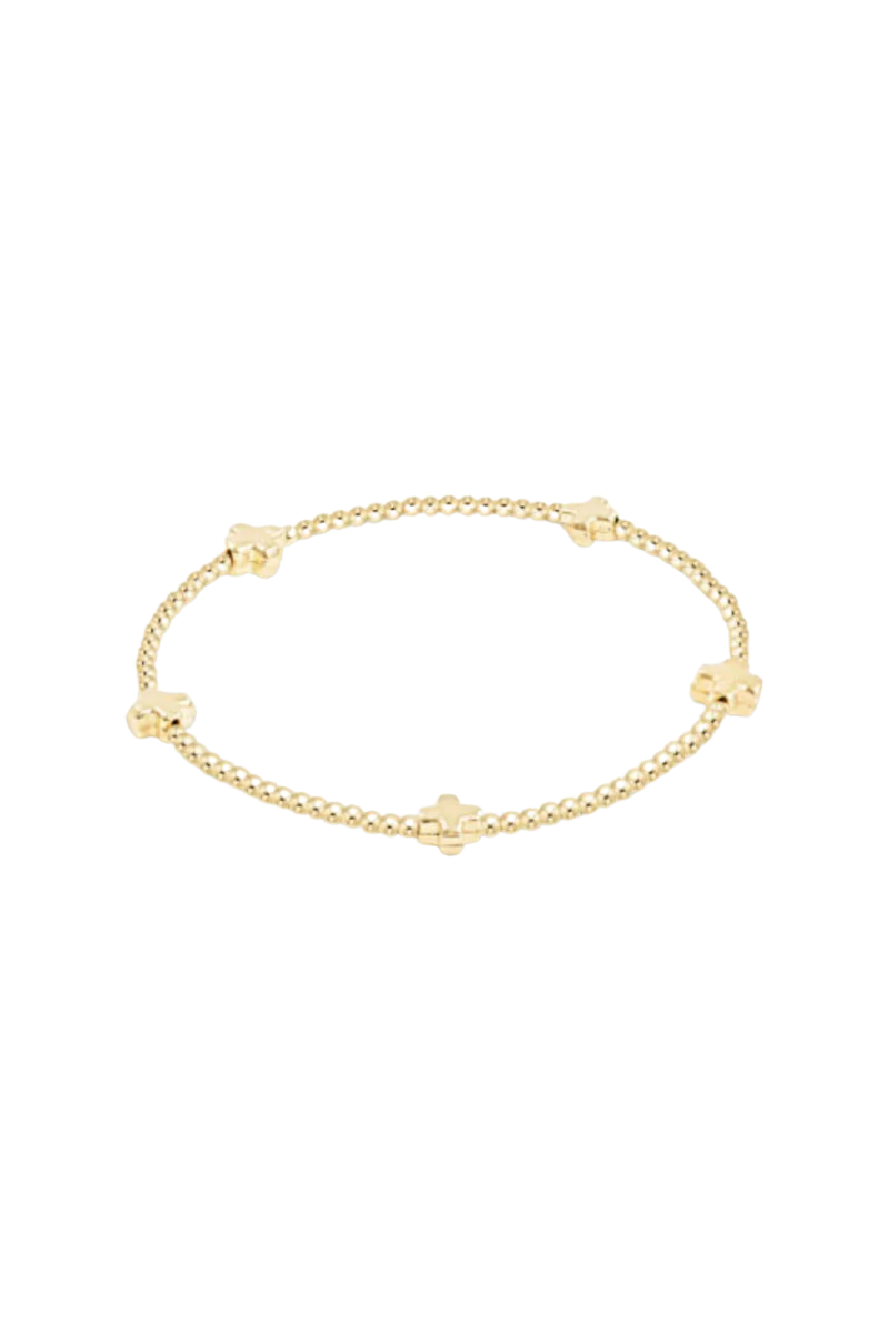 egirl Signature Cross Small Gold Pattern 2mm Bead Bracelet - Gold