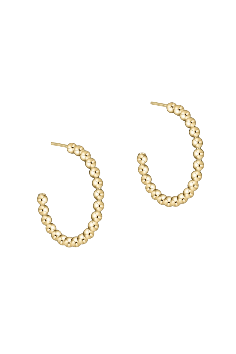 Beaded Classic 1" Post Hoop 2mm Gold