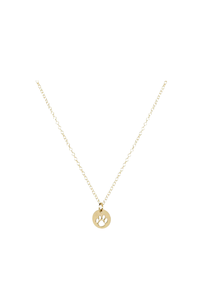 egirl 14" Necklace Gold - Paw Print Small Gold Disc