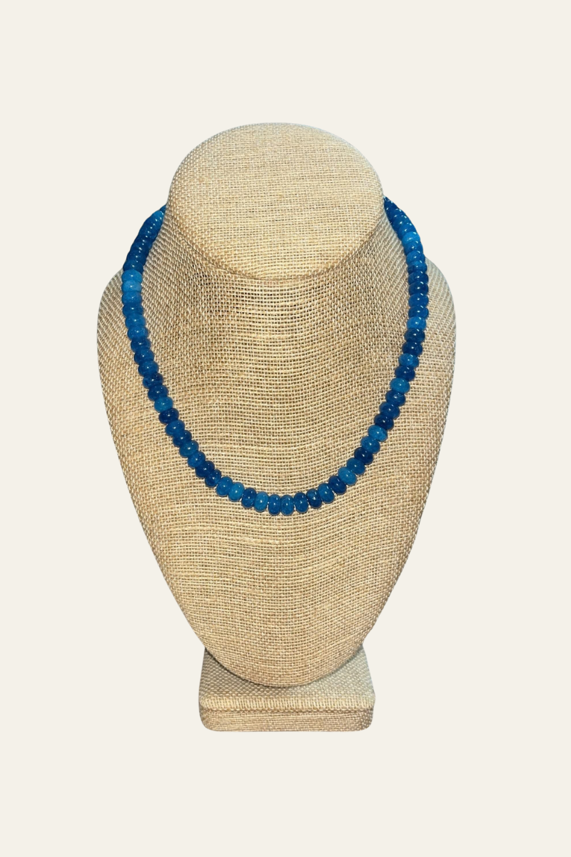 Hand Beaded Gemstone Dark Blue Necklace
