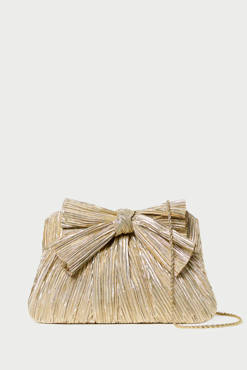 Rayne Pleated Frame Clutch w/Bow