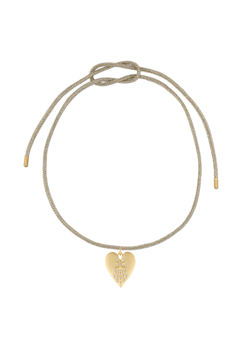 Gold Lurex Necklace Cord with Halley's Heart Charm