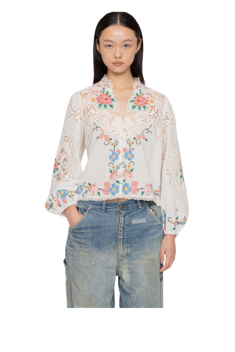 Astrid Embroidery Long Sleeve Blouse