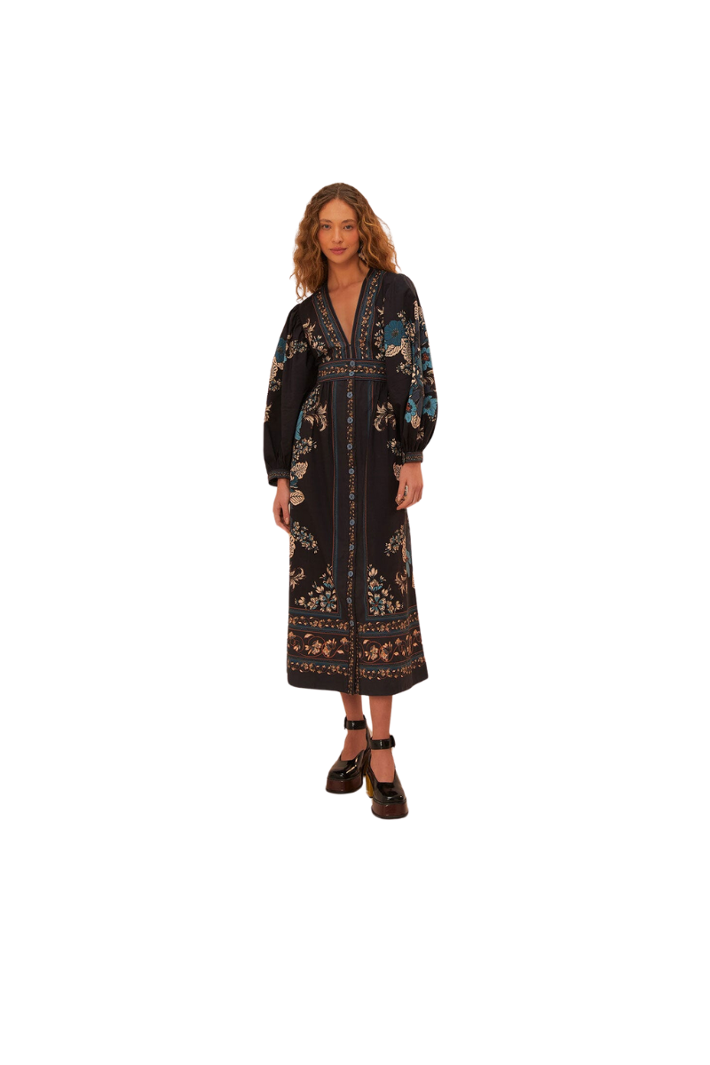 blossom tapestry black midi dress Long Formal Bow Sleeve CHERRY May be worn with Size:CUSTOMIZE