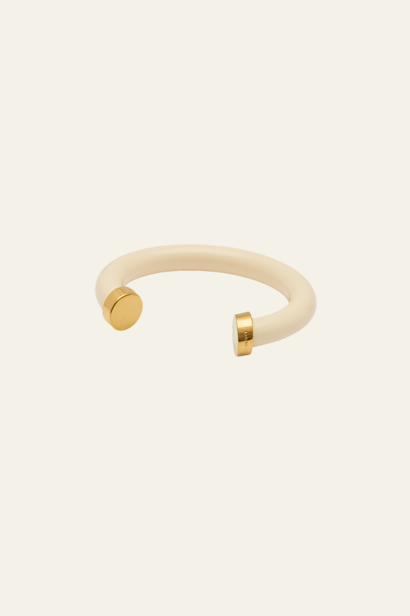 Ivory Resin and Gold Bangle