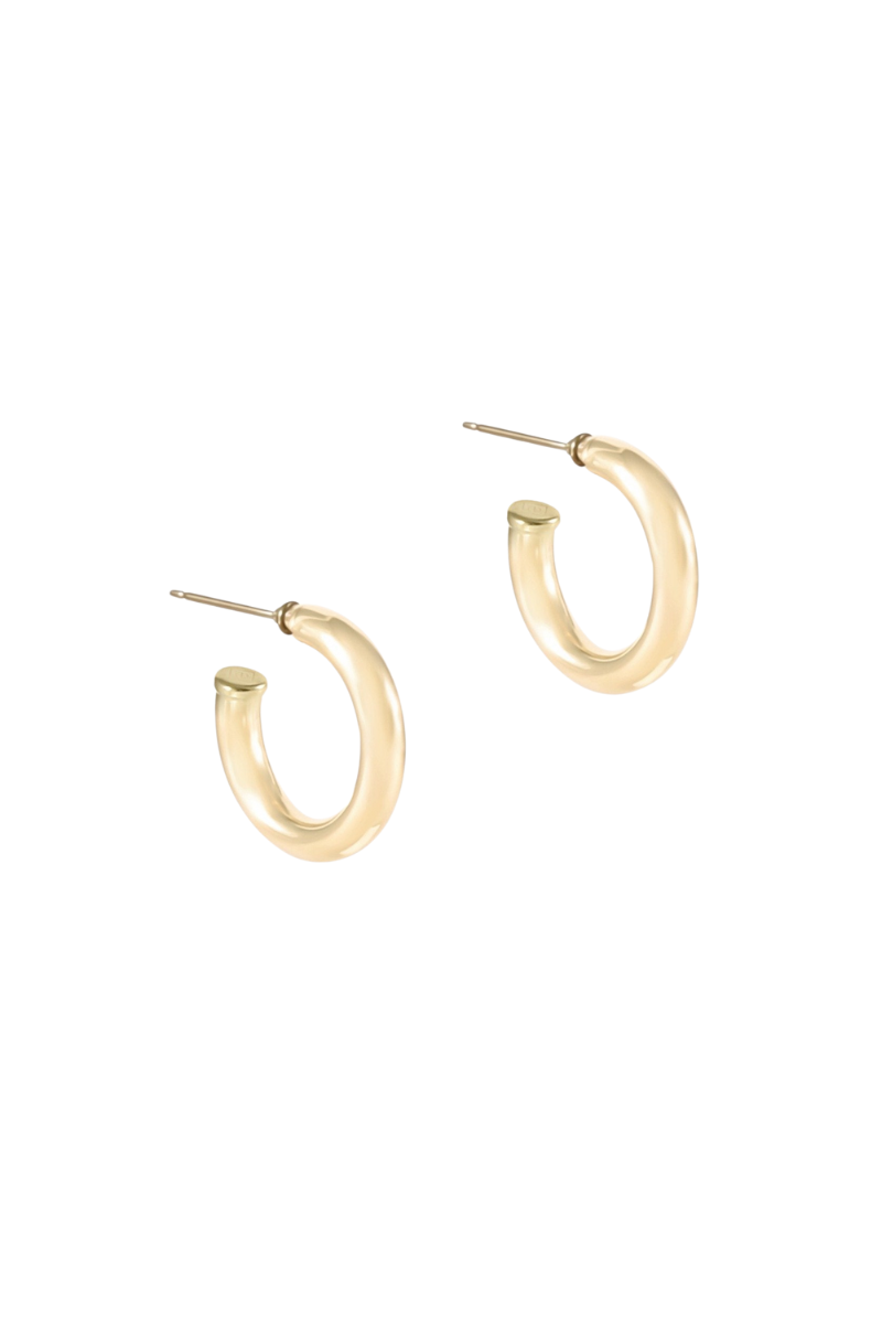 Round Gold 1" Post Hoop - 4mm - Smooth