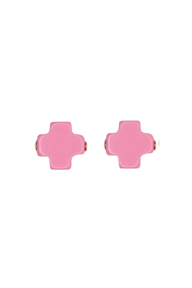 Signature Cross Stud - Bright Pink