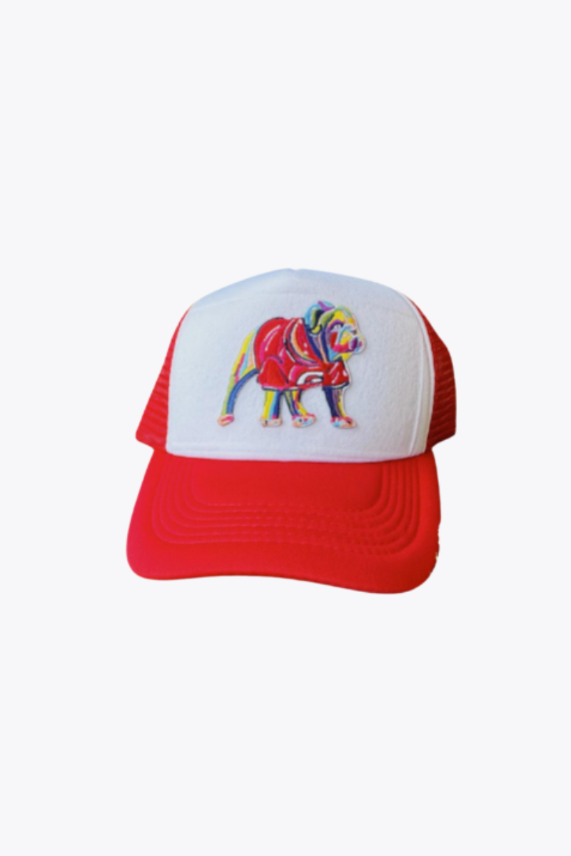 Red Embroidered Patch Dawg Trucker Hat