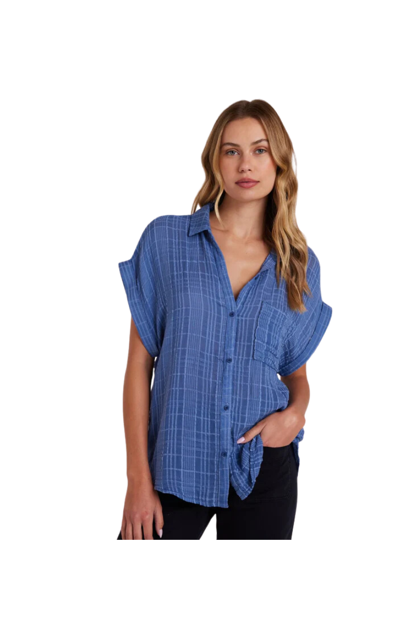 Short Sleeve Pocket Button Down Top