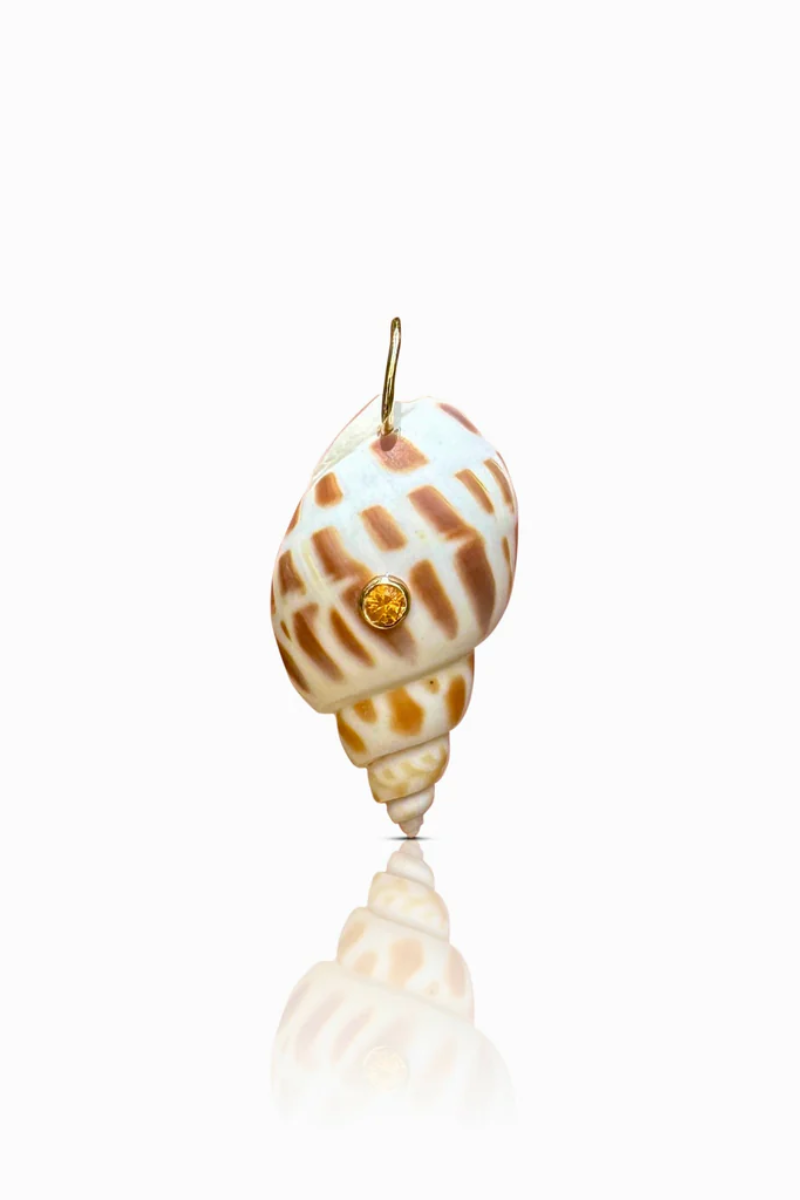 14k Orange Sapphire Babylon Shell Charm