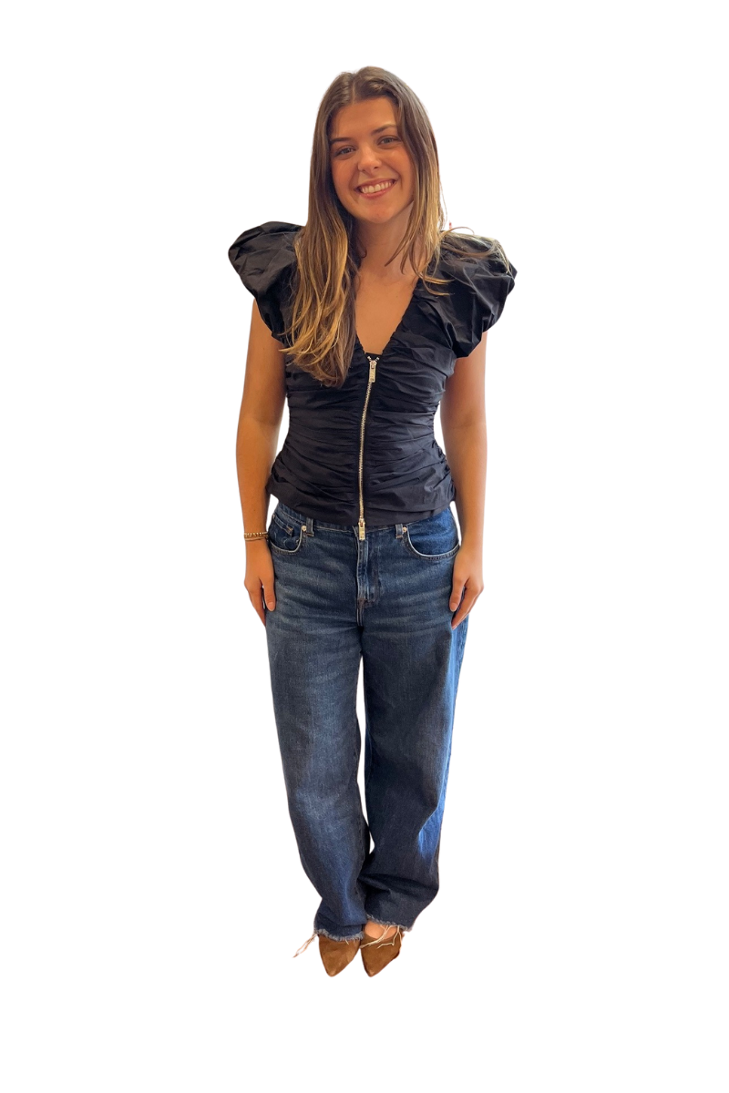 Stretch Cotton Ruched Top