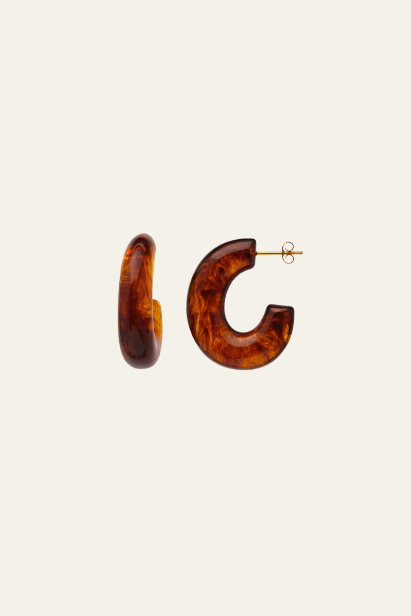 Tortoise Shell Resin Oval Hoops