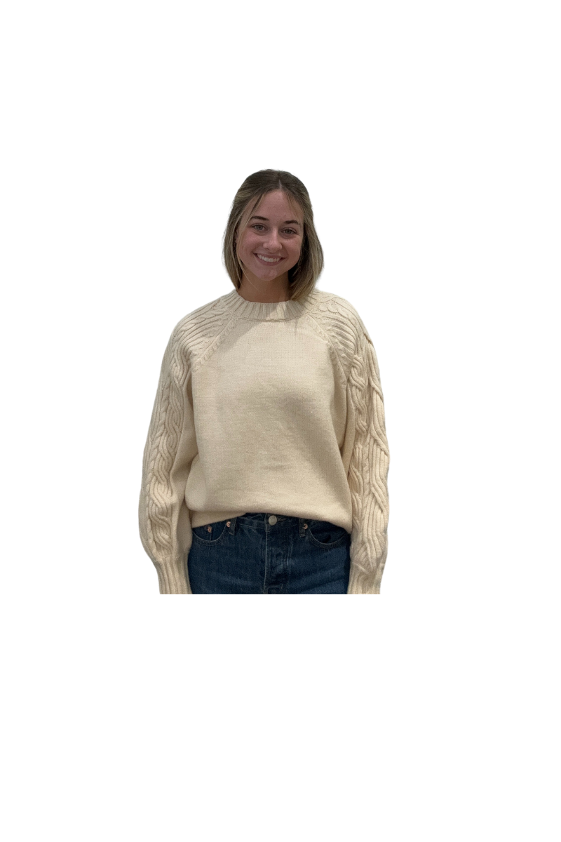 Sweater with Cable Knit Sleeve