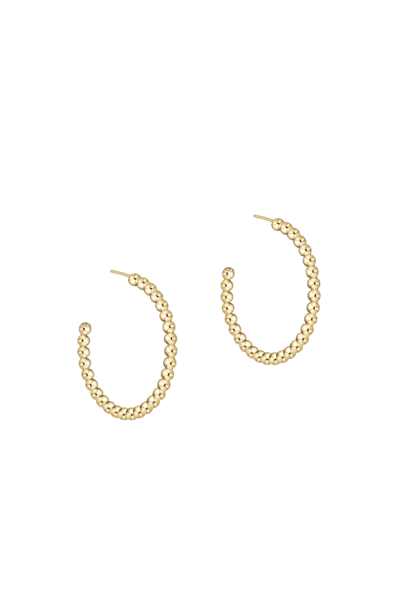 Beaded Classic 1.25" Post Hoop 3mm Gold