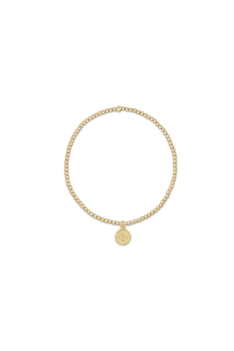 Classic Gold 2mm Bead Bracelet- Blessing Small Gold Disc