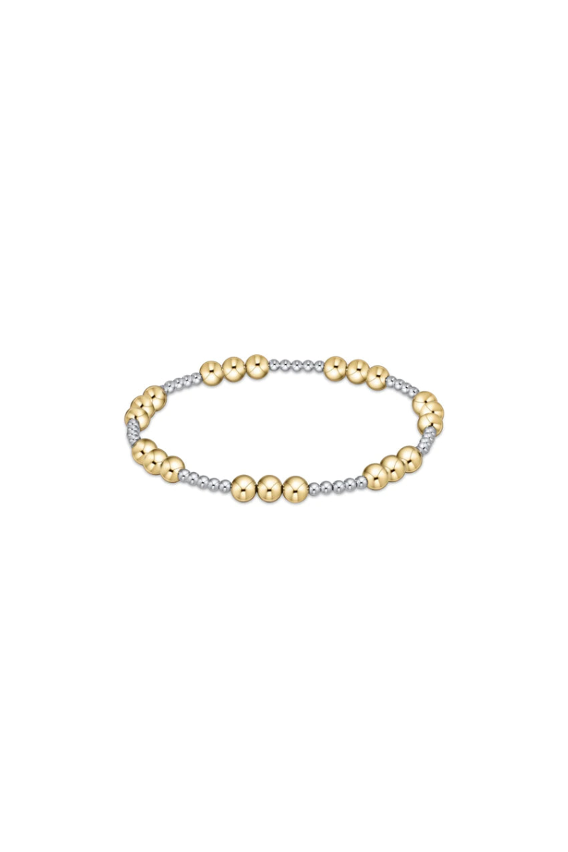 Classic Joy Pattern 4mm Bead Bracelet MIxed Metal