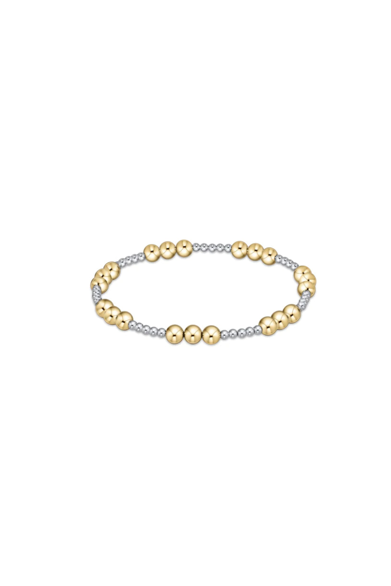 Classic Joy Pattern 5mm Bead Bracelet - Mixed Metal