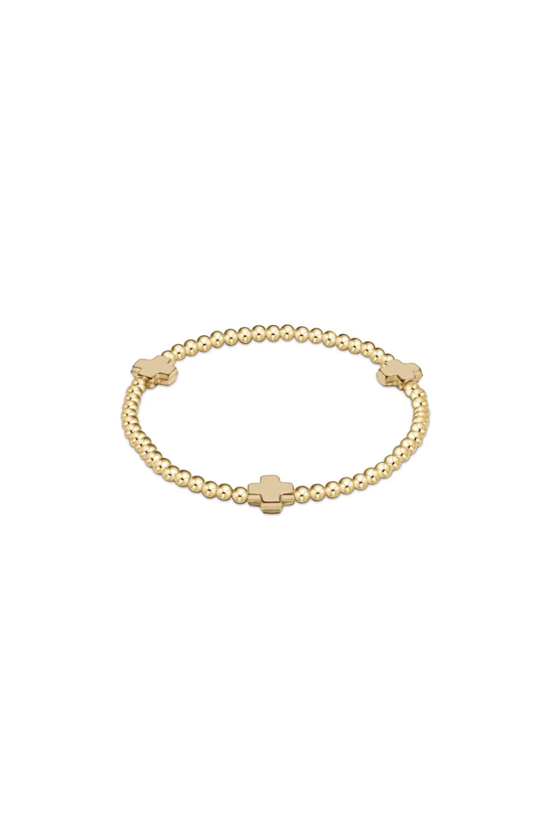 egirl Signature Cross Gold Pattern 3mm Bead Bracelet - Gold