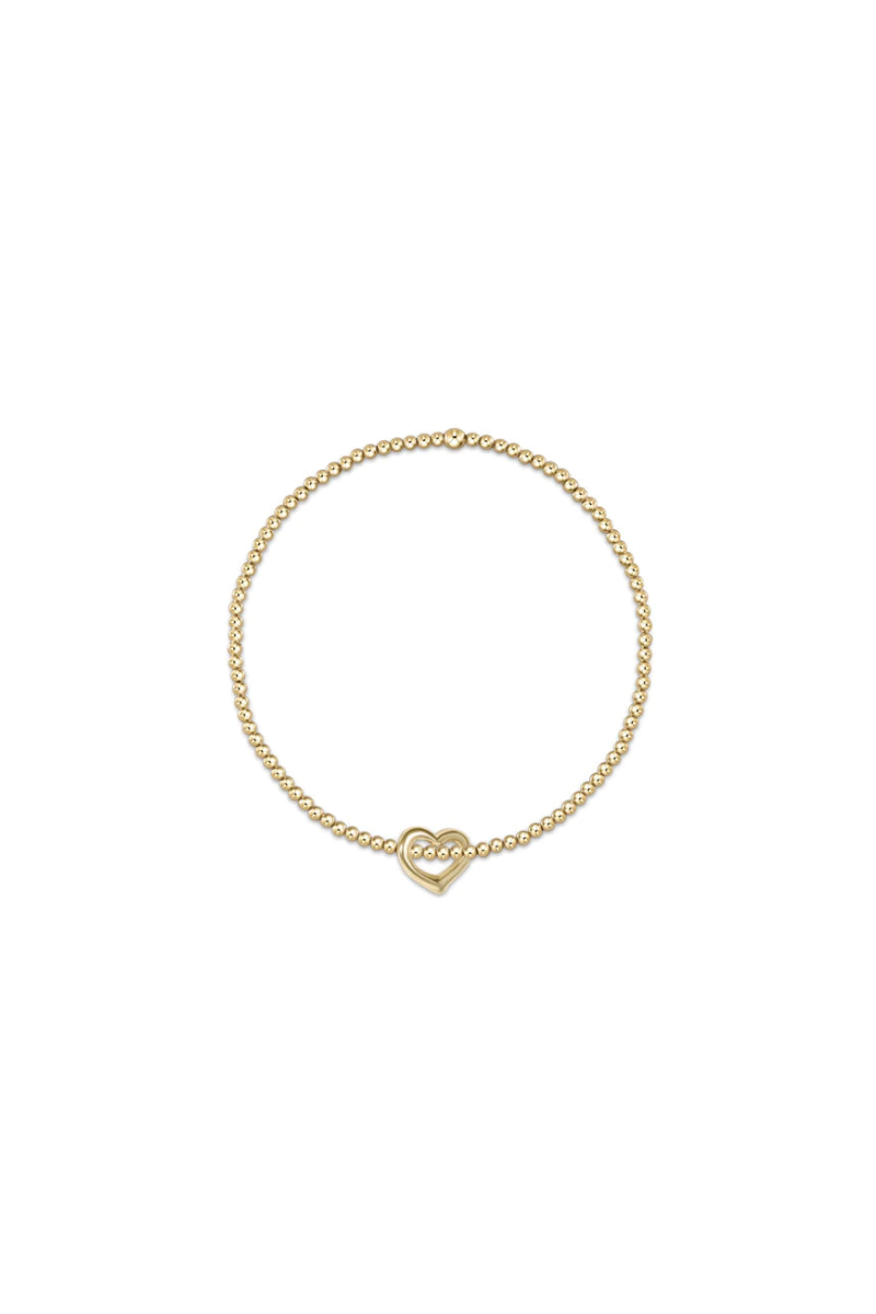 Classic Gold 2mm Bead Bracelet- Love Small Gold Charm