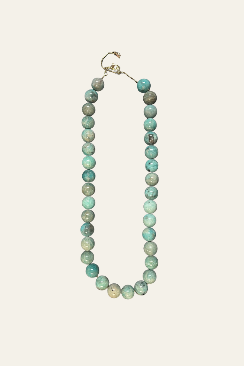 Large Round Beaded Turquoise Necklace 16"