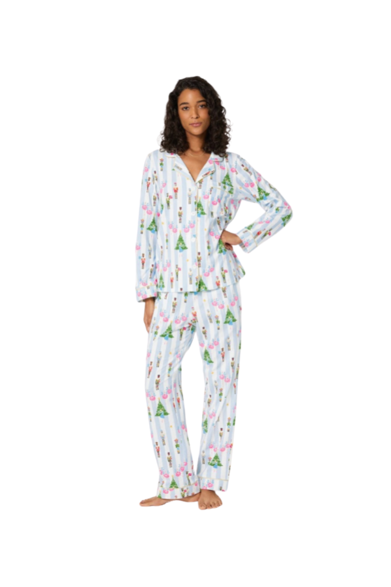 Sugarplum Stripe Long Sleeve Classic Stretch Jersey Pj Set