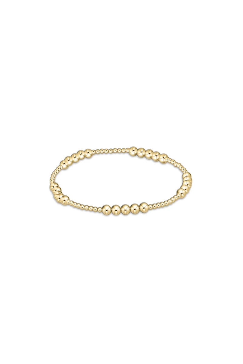 Classic Blissful Pattern 2mm Bead Bracelet - 4mm Gold