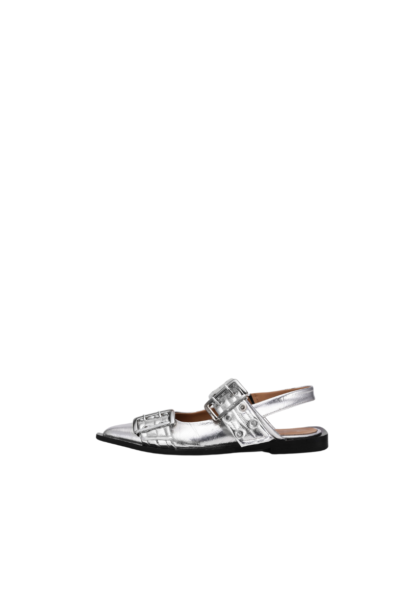 Feminine Buckle Ballerina Metallic