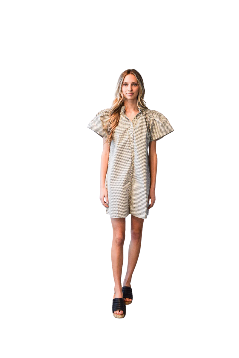 Elastic Collar Shift Dress