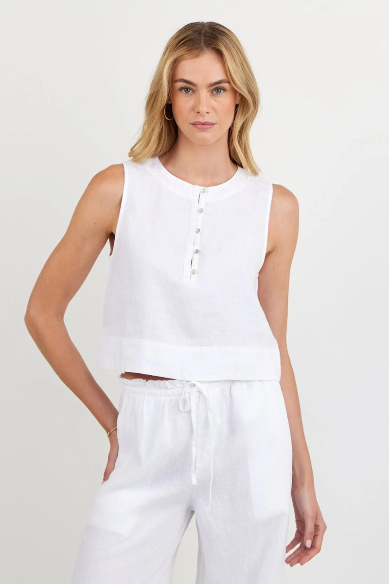 Sleeveless Half Placket Top