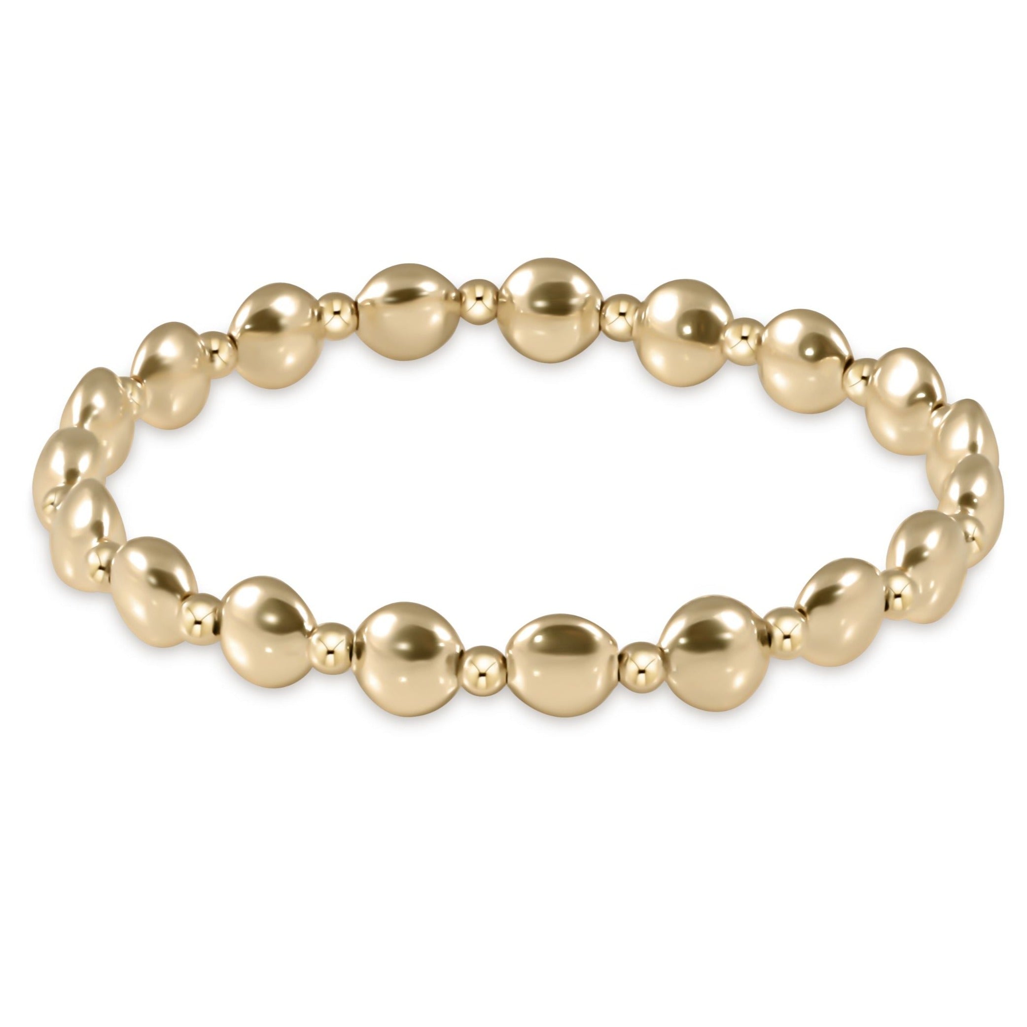 Classic Grateful Pattern 6mm  Bead Bracelet - Gold