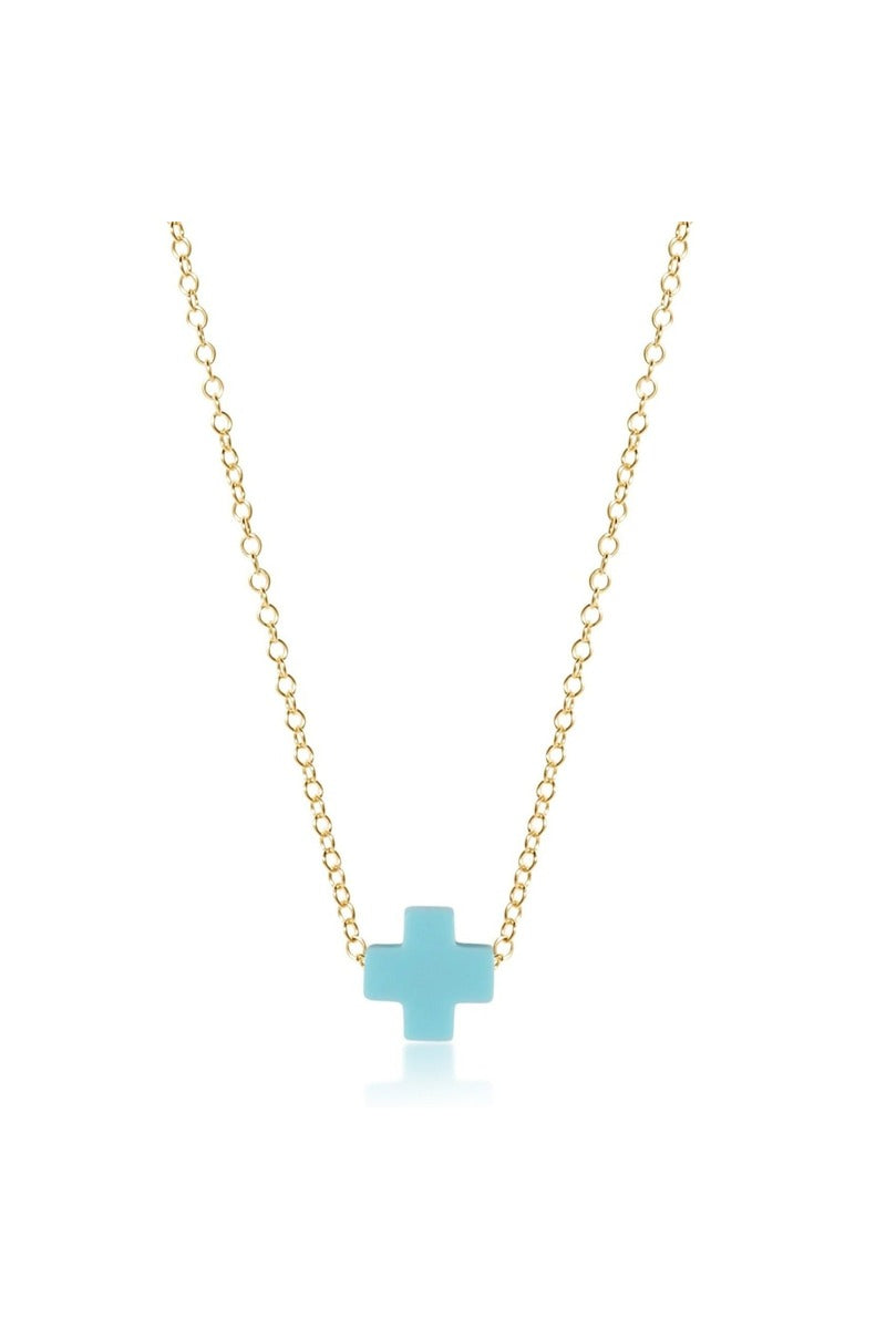 16" Necklace Gold - Signature Cross Onyx