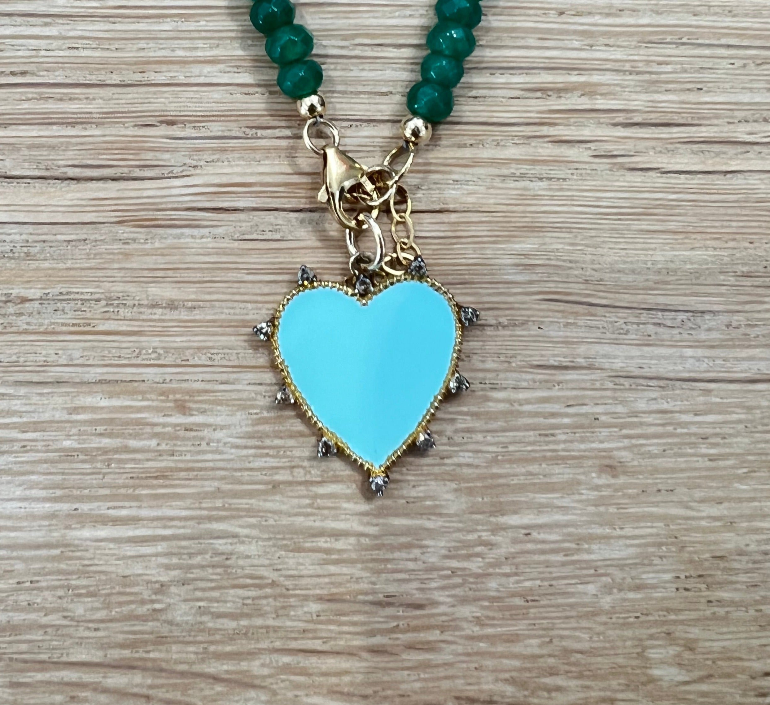 Liv James - Aqua Diamond Enamel Heart Charm