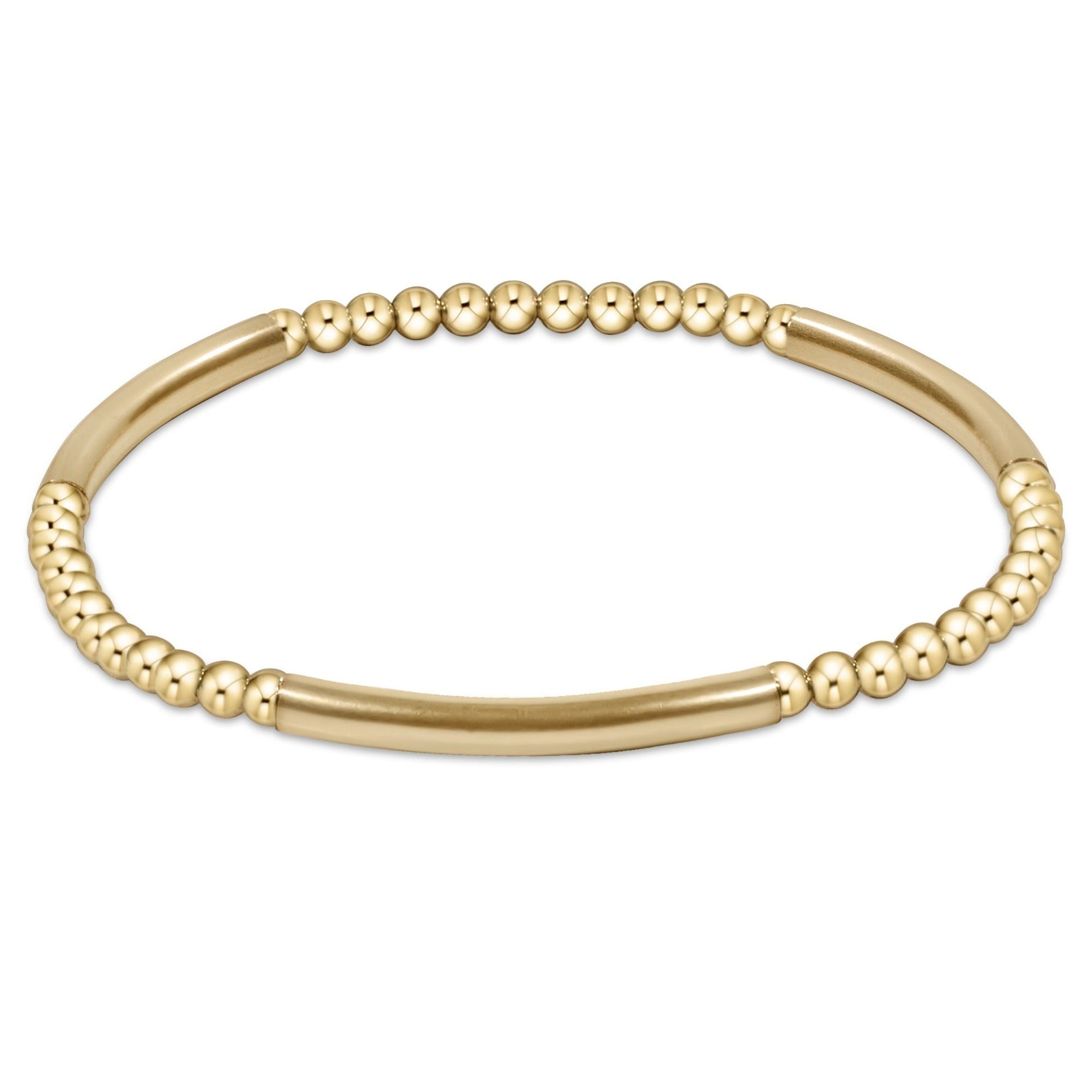 Bliss Bar Gold Pattern 3mm Bead  Bracelet - Gold