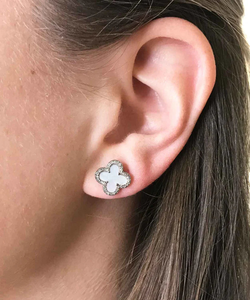 Mother of Pearl Clover Studs VE340