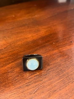 Black Square Gold Bubble Ring