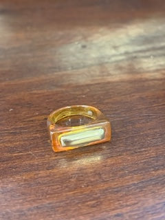 Square Face Gold Line Tortoise Ring