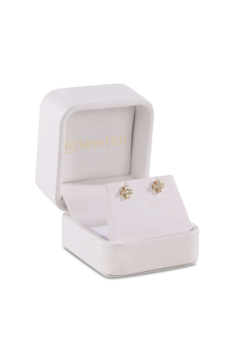 14kt Gold & Diamond Signature Cross Studs