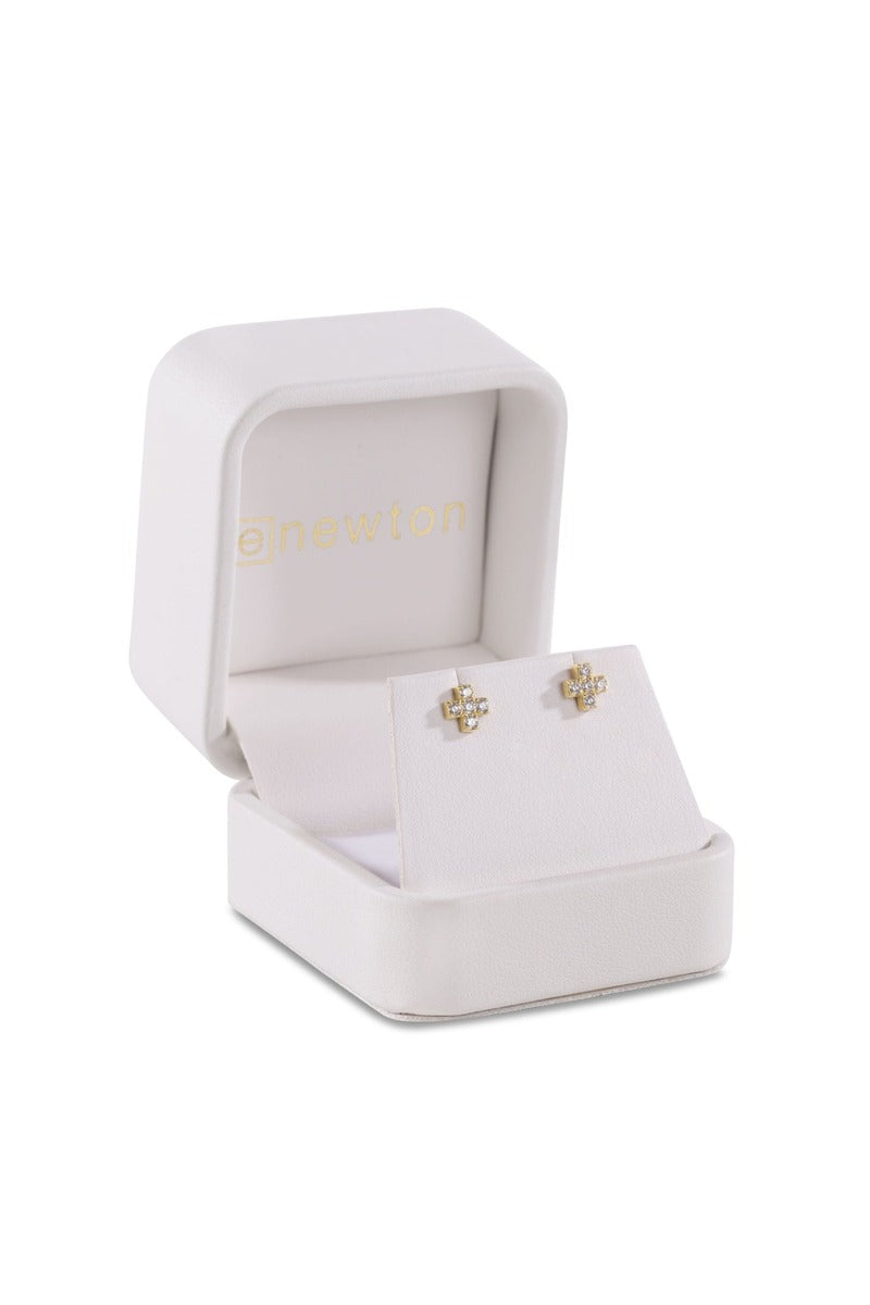 14kt Gold & Diamond Signature Cross Studs