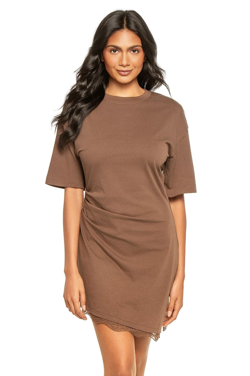 Mon Renn Liora Mini Dress in Fudge