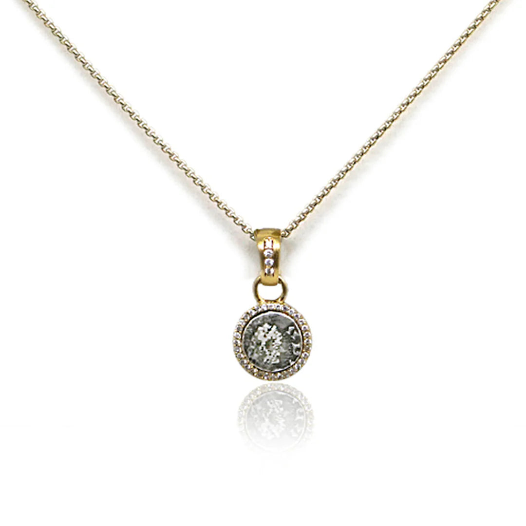 Pavia Coin & Pave Frame Necklace