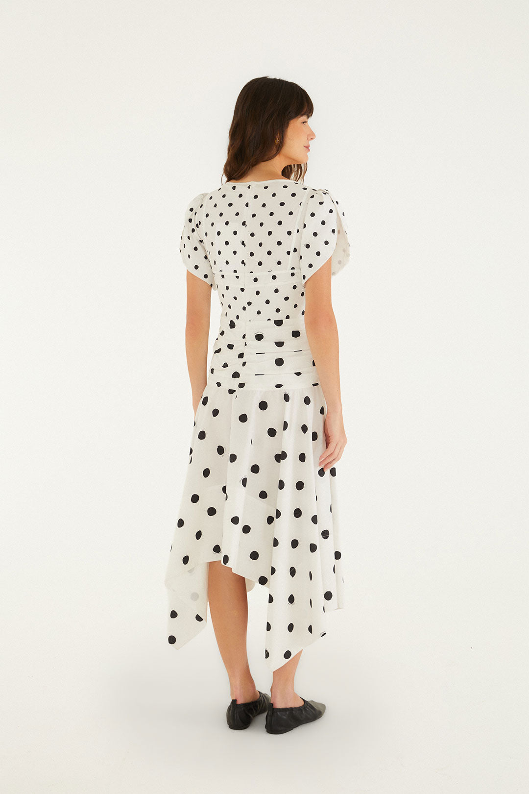 GRANDMA DOTS OFF-WHITE SHORT SLEEVELESS MAXI DRESS
