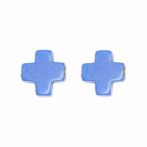 Signature Cross Stud - Cobalt