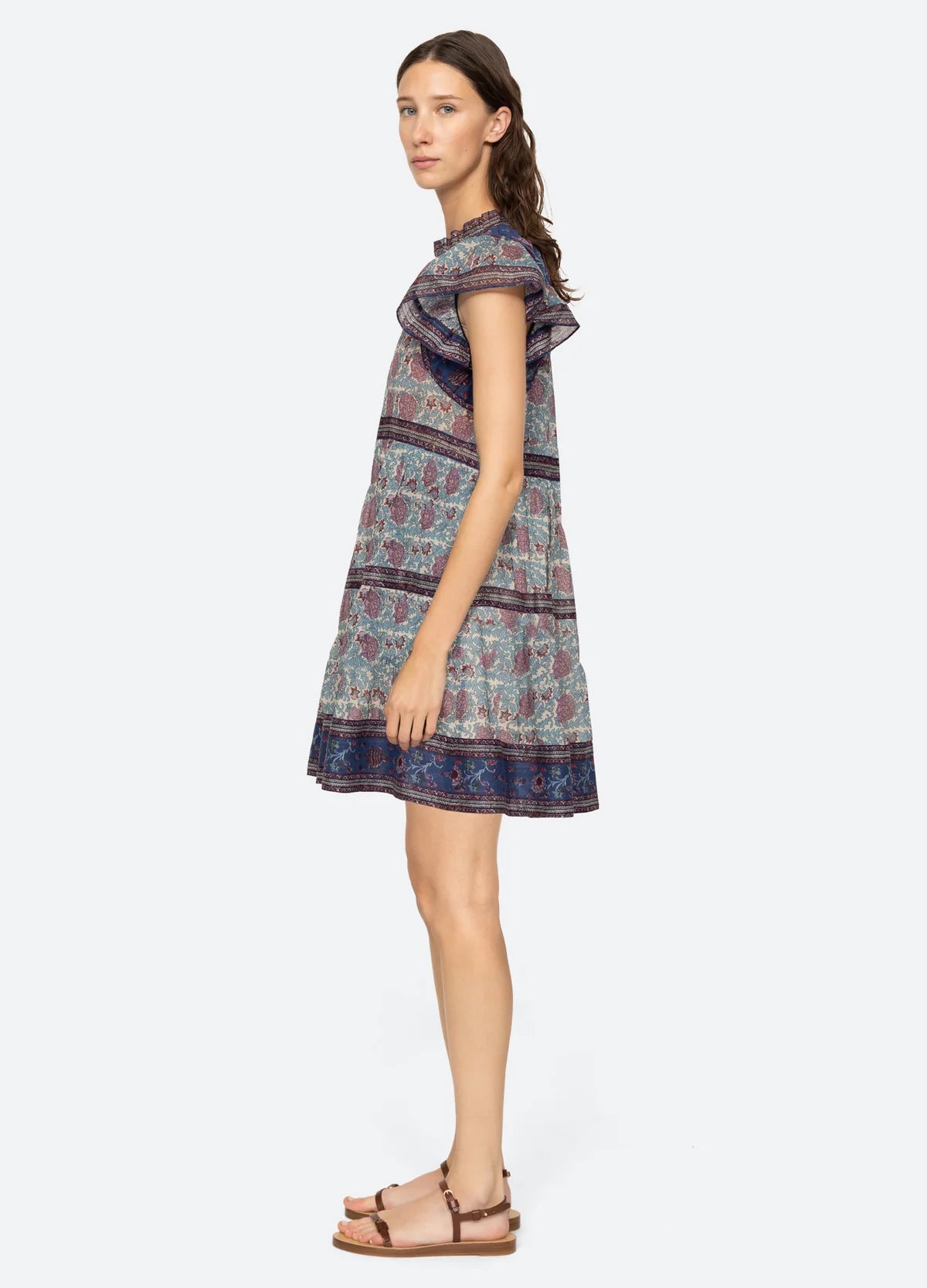 Valeria Print Flutter Sleeve Tunic Dress