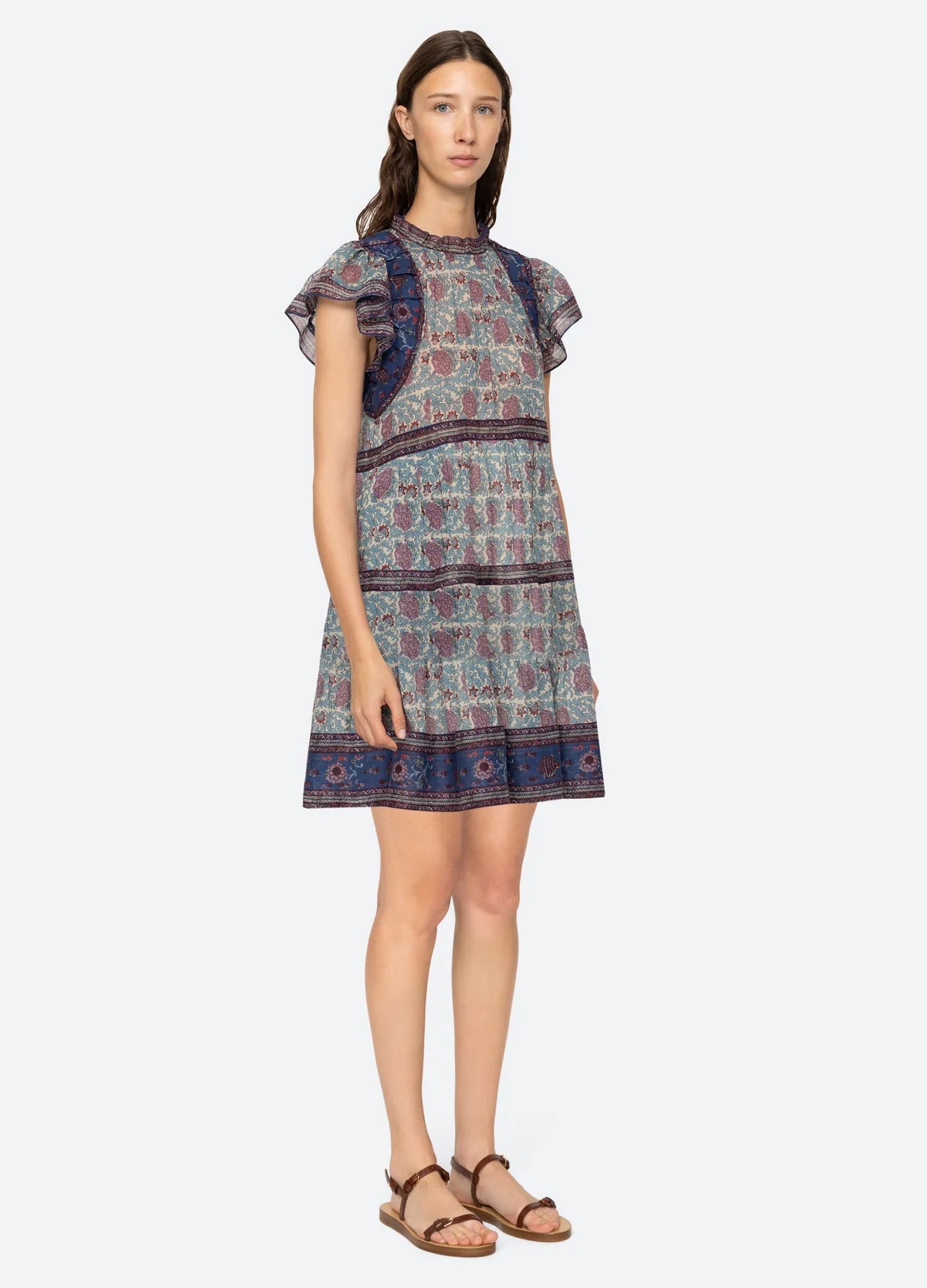 Valeria Print Flutter Sleeve Tunic Dress