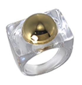 Transparent Square Gold Bubble Ring