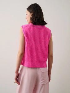 White + Warren - Pink Marl Cashmere Air Plush Ribbed Vest