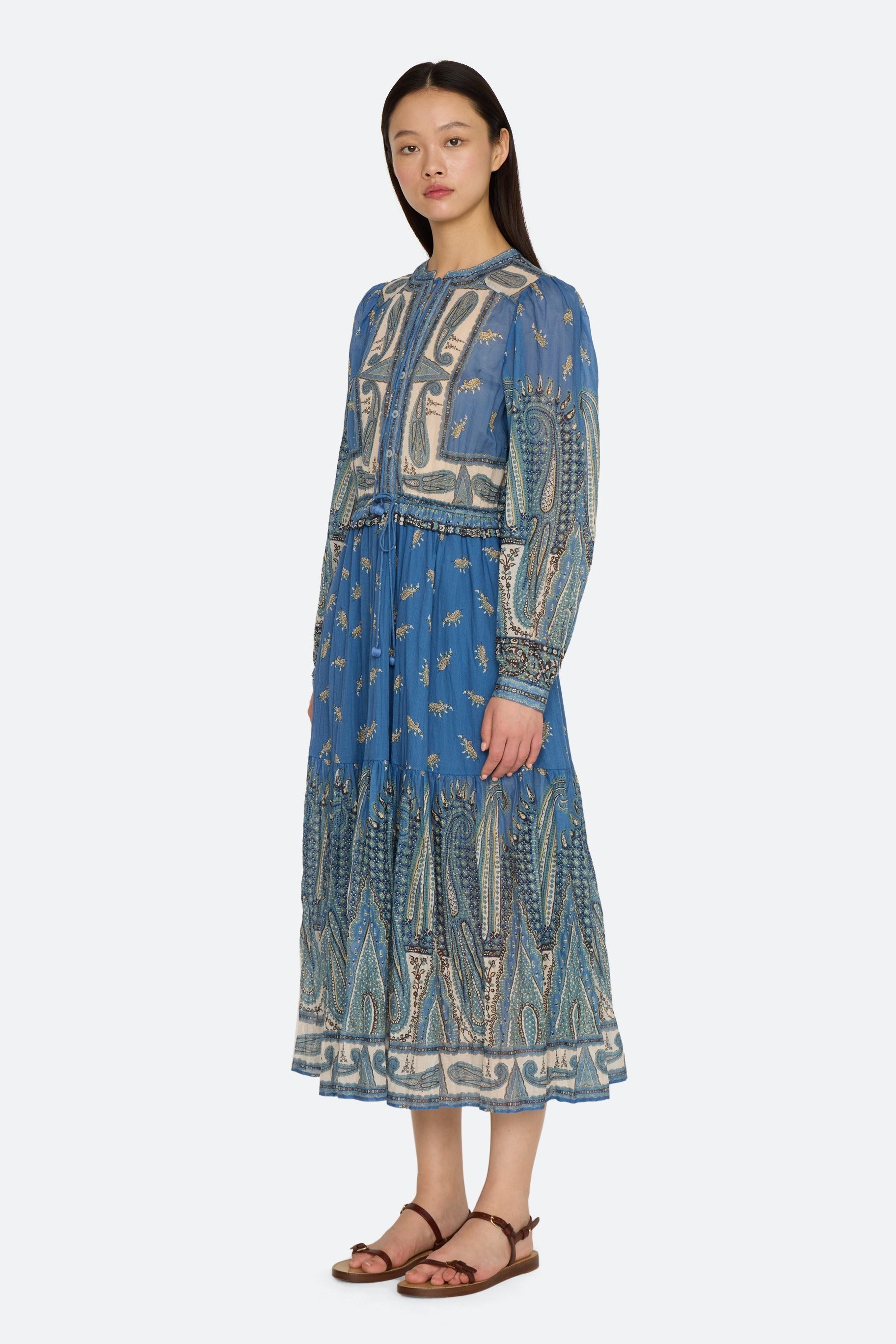 ELLERY PAISLEY L/SLV MIDI DRESS (D2)