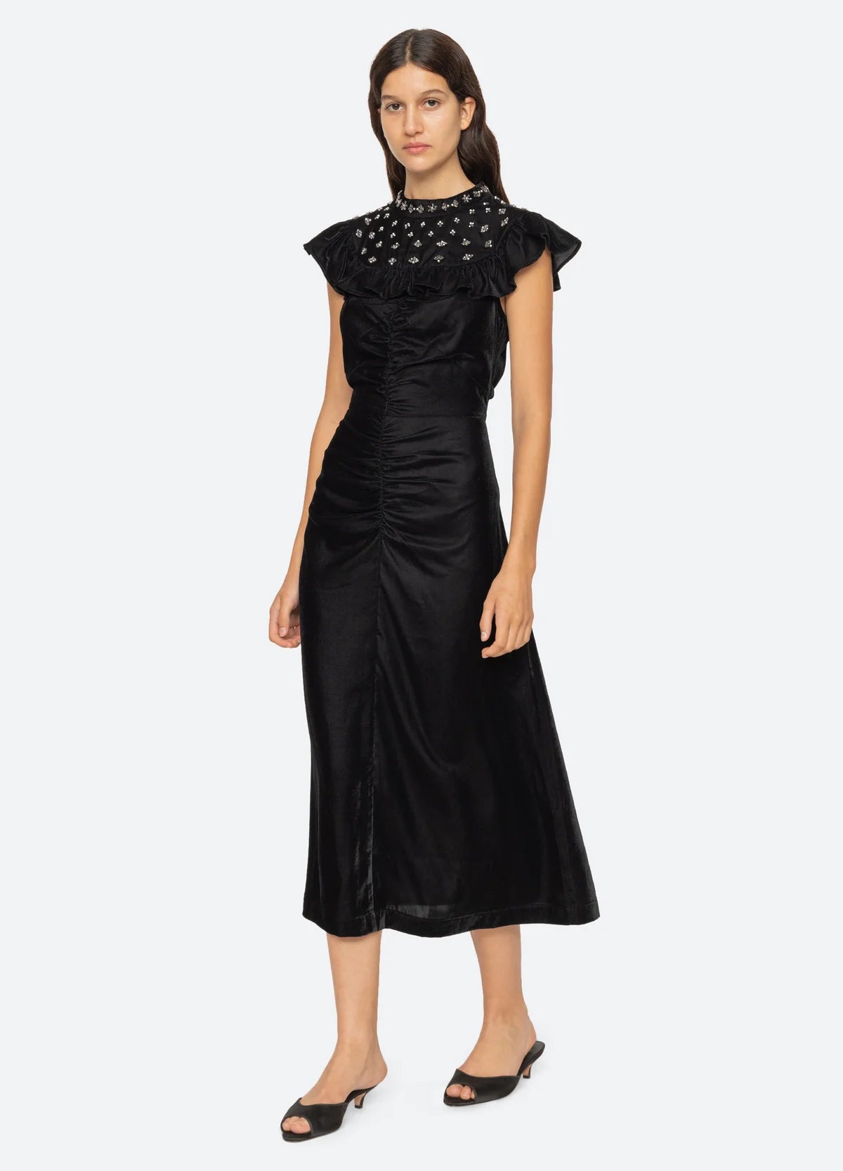 Caryl Beaded Velvet Dress