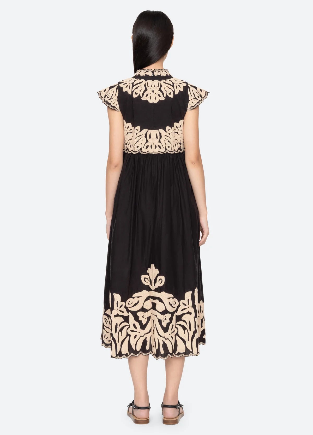 Alexander Embroidery Cap Sleeve Midi Dress